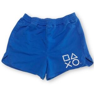 PlayStation Kids Unisex Size Med Blue Knit Jogger Elastic Waist Graphic Shorts